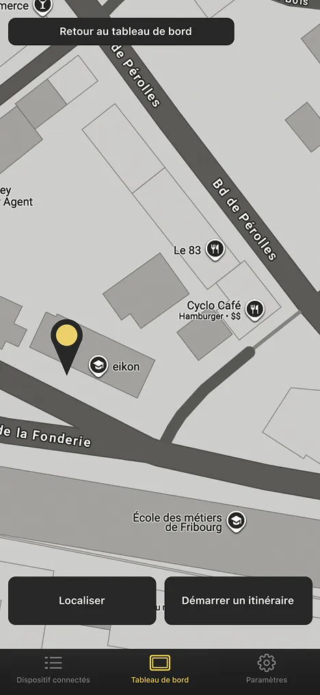 L'écran de la carte.