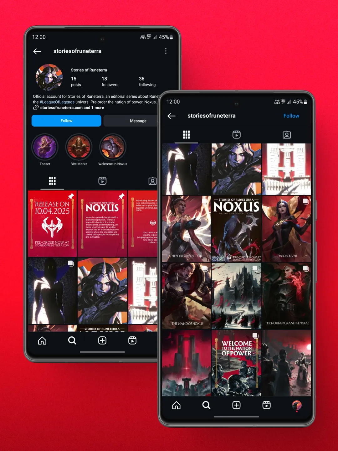 Un mockup de la page instagram du magazine.