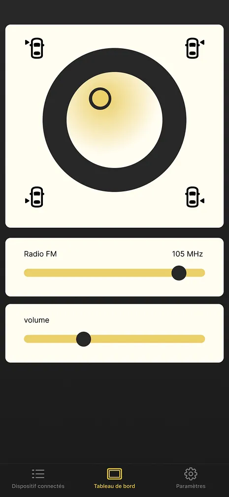 L'écran de contrôle de la radio.